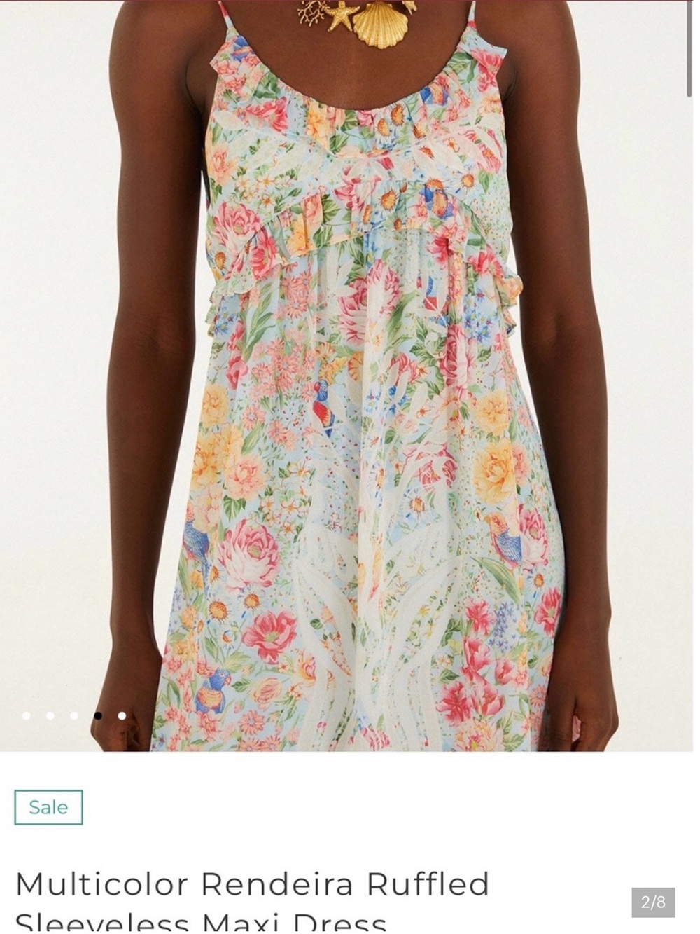 Farm Rio Floral Multicolor Rendeira Ruffled Sleeveless Maxi Dress - Picture 2 of 4